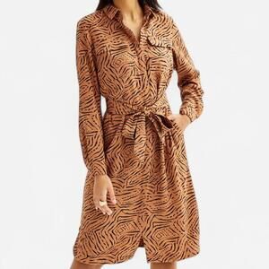 Nine West Shirt Dress Womens XXL Belted Collared With Pockets